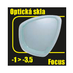 Plavecké dioptrické sklo do masky FOCUS  -1 > -3,5 (do dialky)