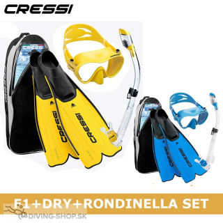  set na šnorchlovanie Cressi plutvy  Rondinella + F1 + Dry
